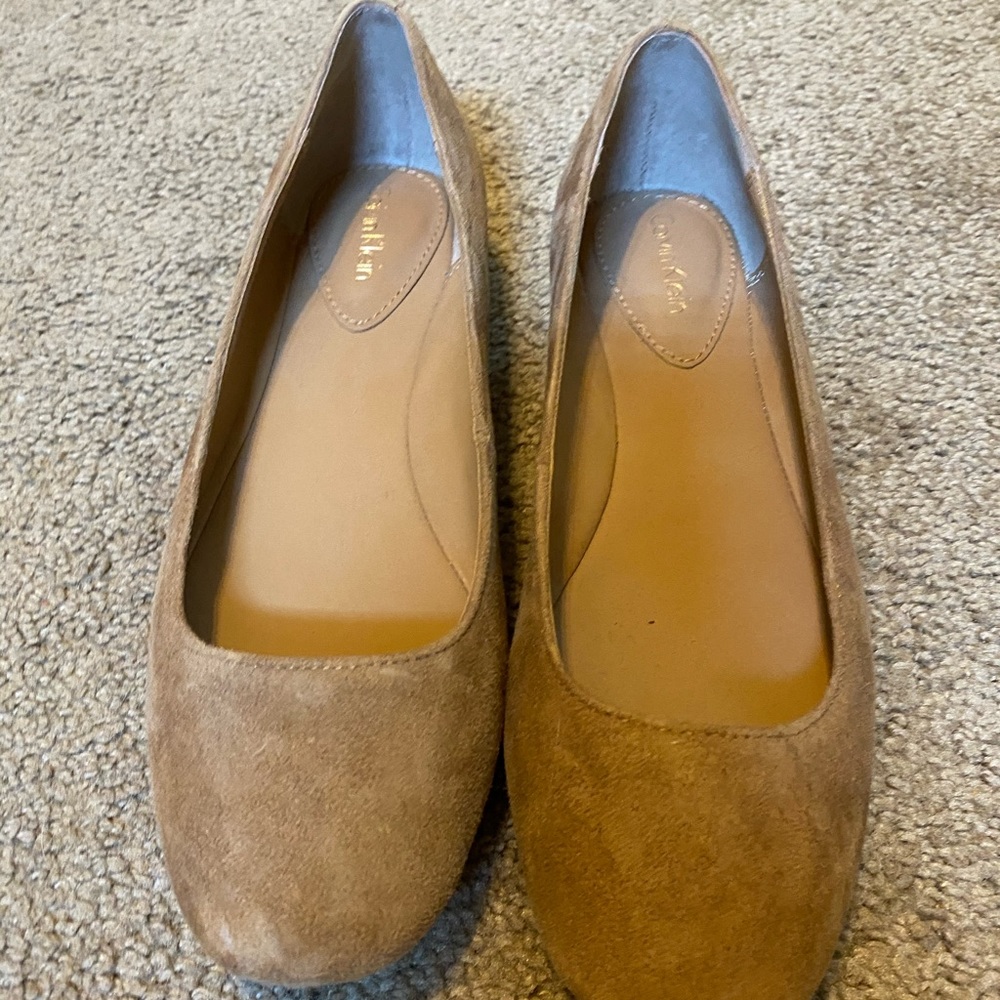 Tan Suede Calvin Klein Flats